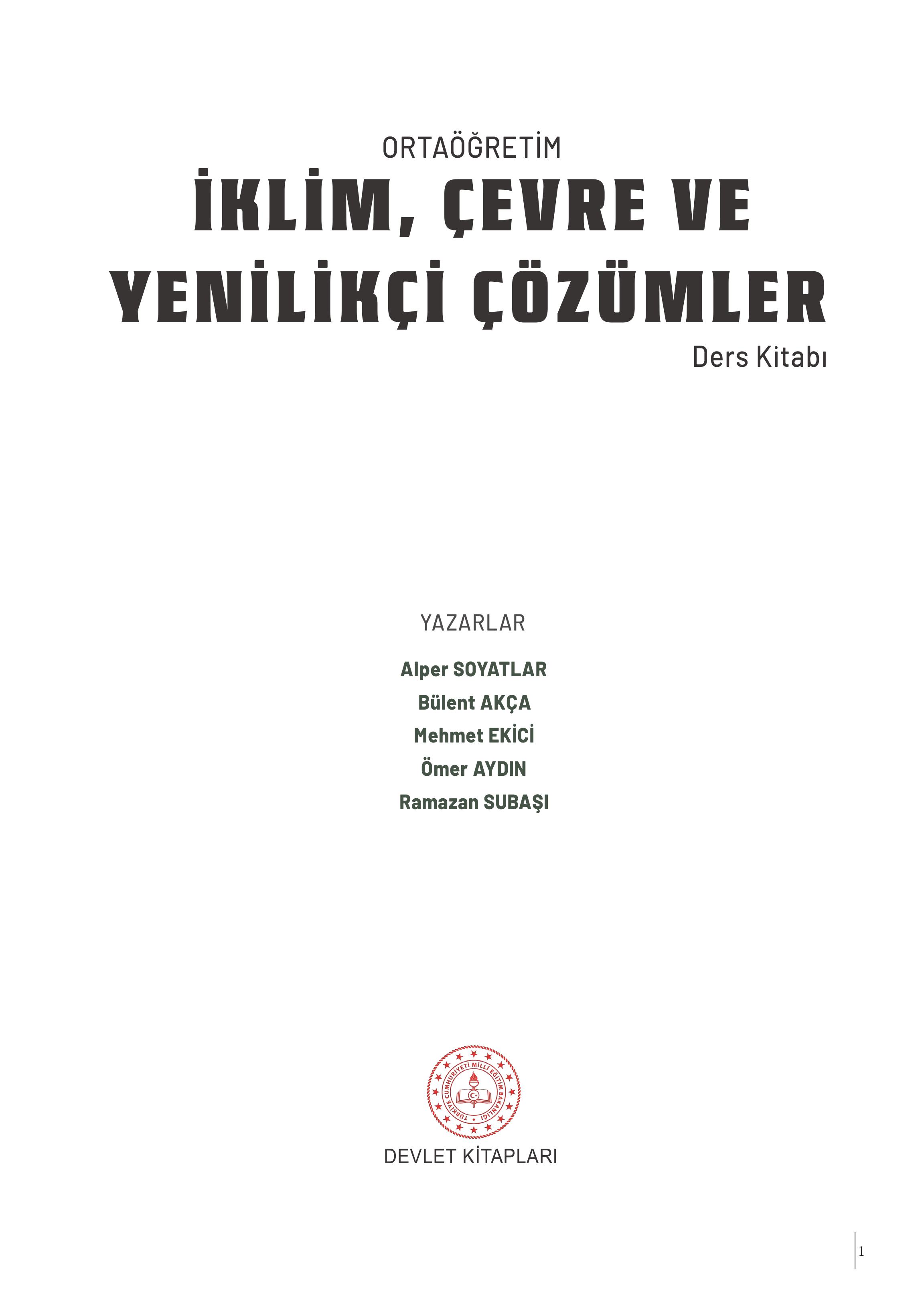 10. Sınıf Meb Yayınları İklim Çevre Ve Yenilikçi Çözümler Ders Kitabı Sayfa 1 Cevapları