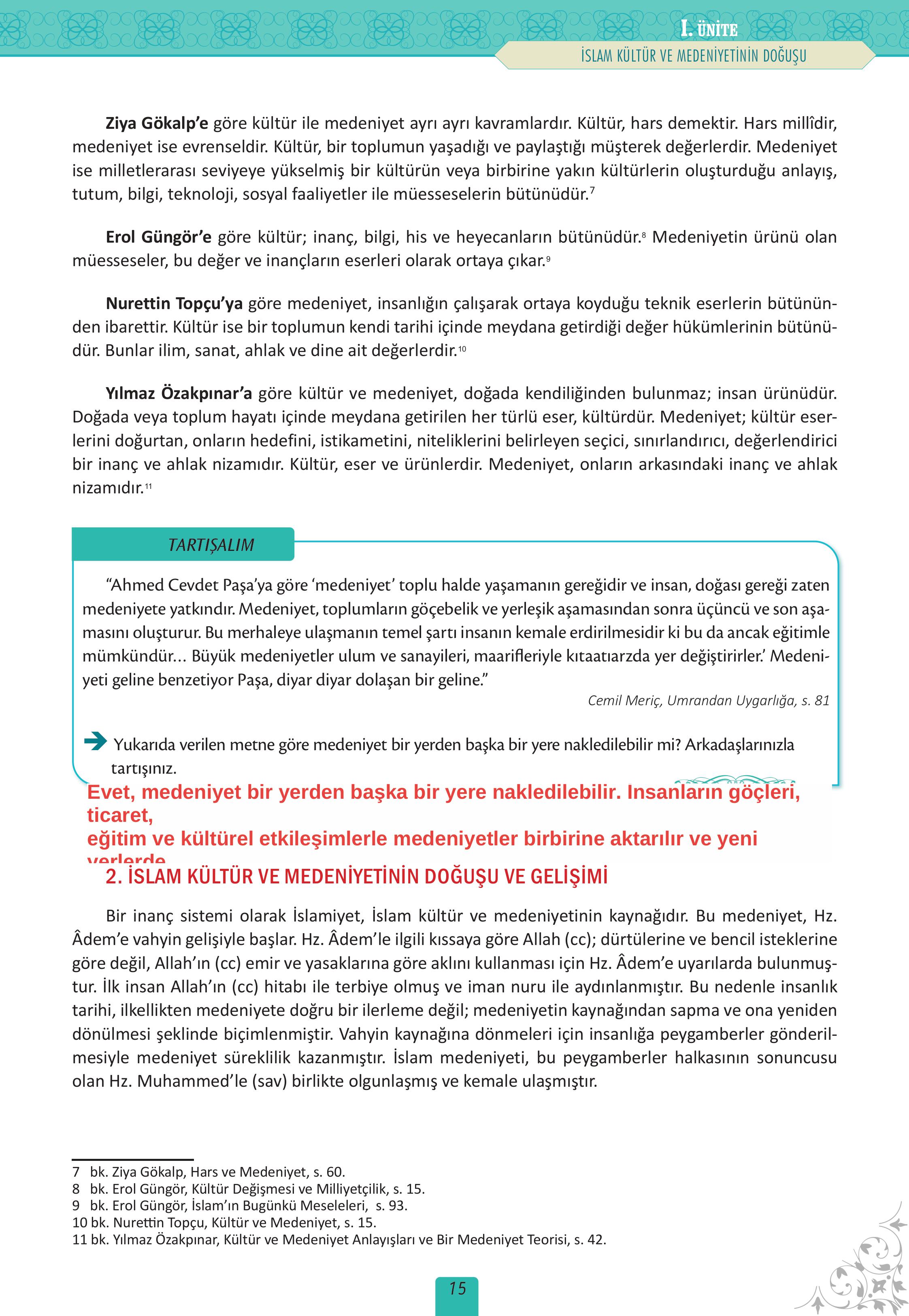12. Sınıf Meb Yayınları İslam Kültür Ve Medeniyeti Ders Kitabı Sayfa 15 Cevapları 12. Sınıf Meb Yayınları İslam Kültür Ve Medeniyeti Ders Kitabı Sayfa 15 Cevapları
