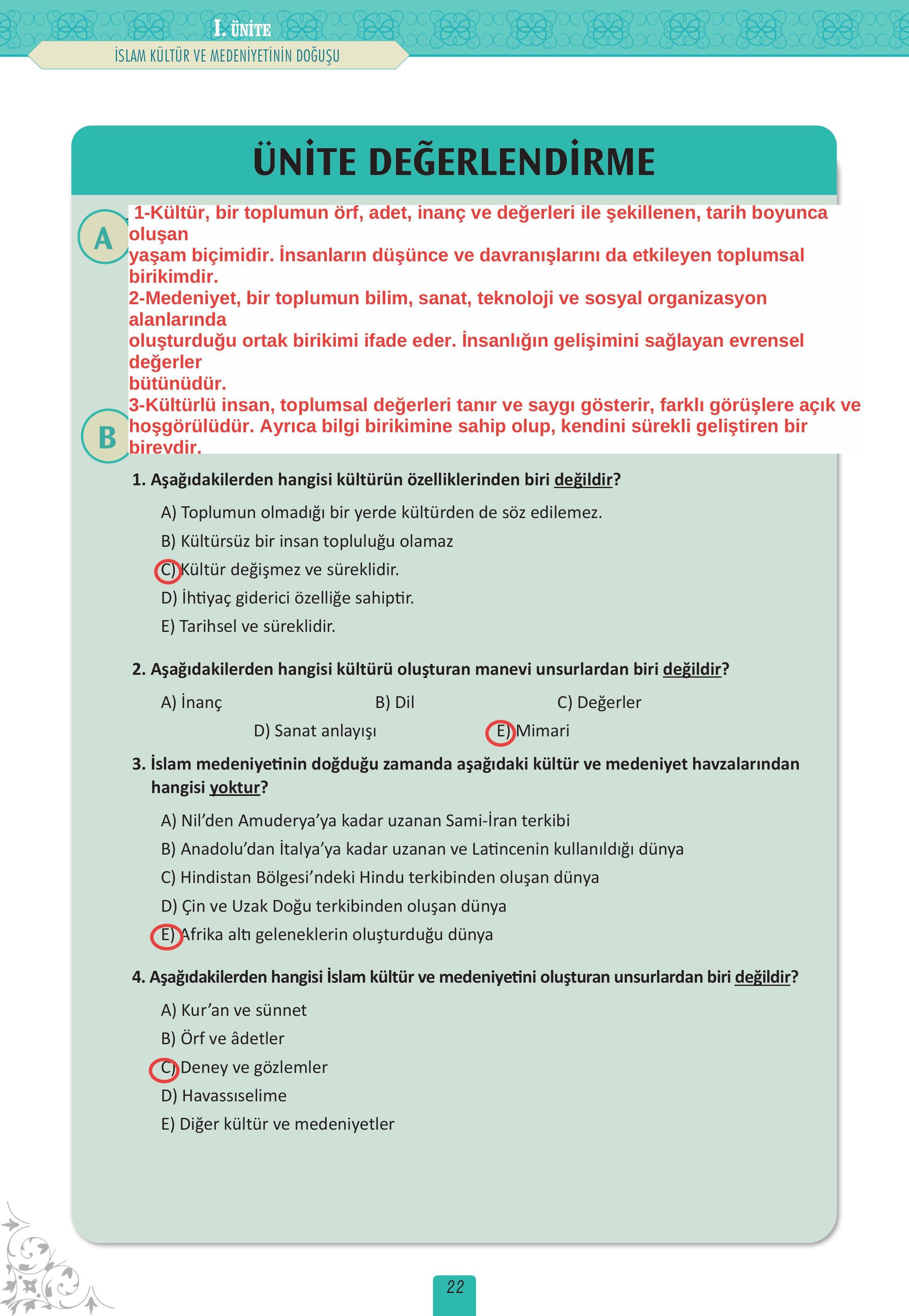 12. Sınıf Meb Yayınları İslam Kültür Ve Medeniyeti Ders Kitabı Sayfa 22 Cevapları 12. Sınıf Meb Yayınları İslam Kültür Ve Medeniyeti Ders Kitabı Sayfa 22 Cevapları