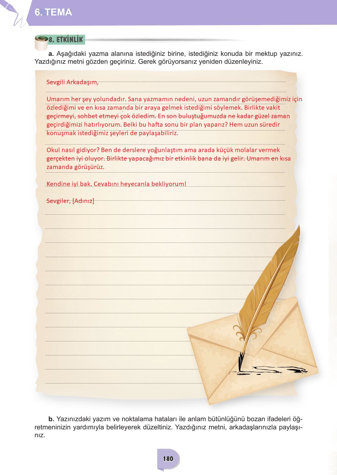 6. Sınıf Meb Yayınları Türkçe Ders Kitabı Sayfa 180 Cevapları