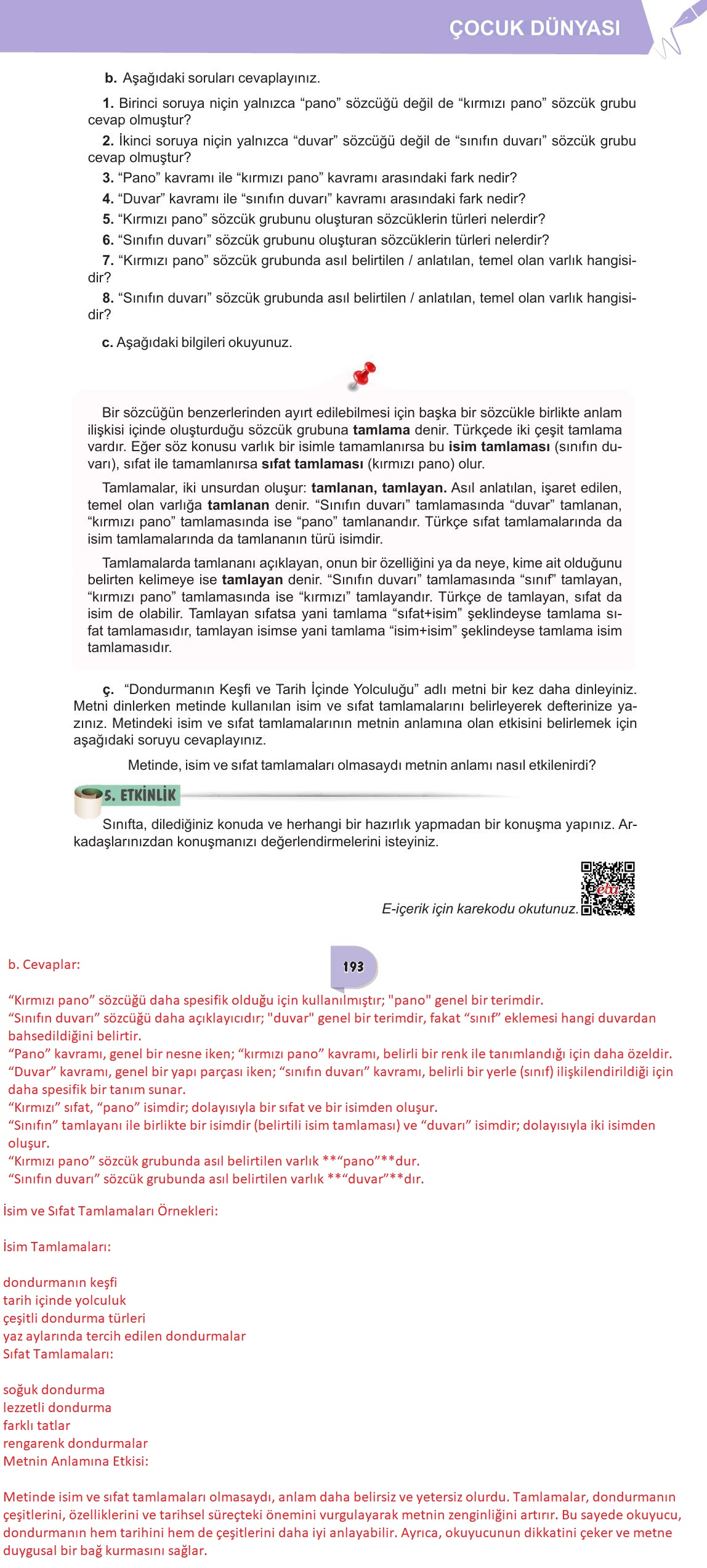 6. Sınıf Meb Yayınları Türkçe Ders Kitabı Sayfa 193 Cevapları 6. Sınıf Meb Yayınları Türkçe Ders Kitabı Sayfa 193 Cevapları